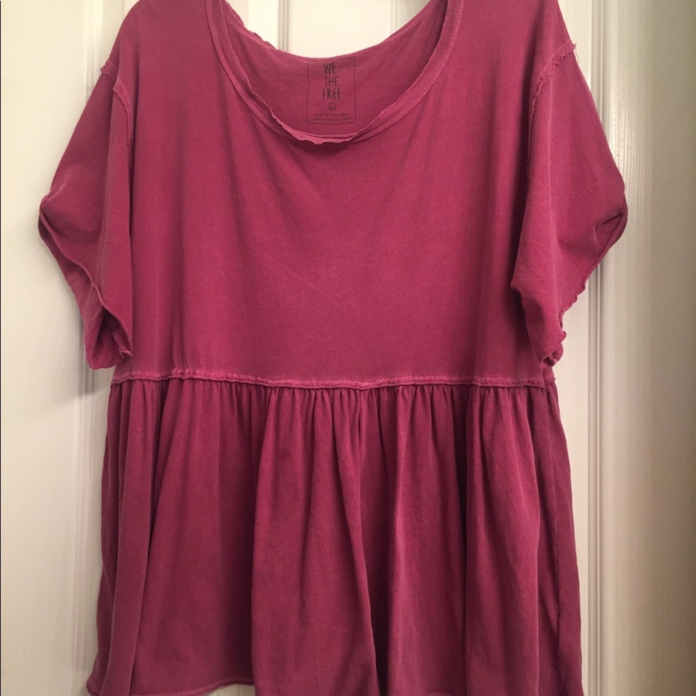 Casual cotton top, burgundy color